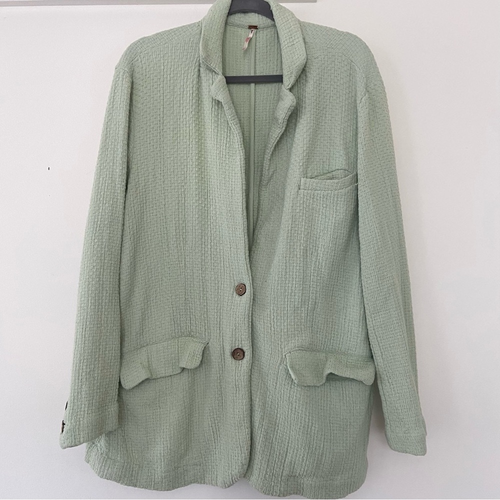 Free People Sweater Blazer Size M Pastel Oversized Slouchy Boyfriend Relaxed